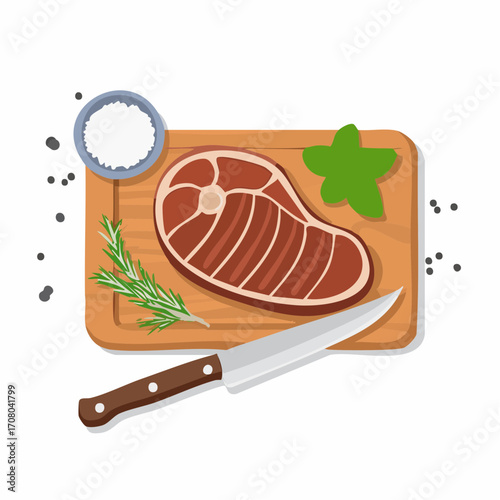 Ein saftiges Rindersteak, perfekt gegrillt, liegt auf einem rustikalen Holzbrett. 
