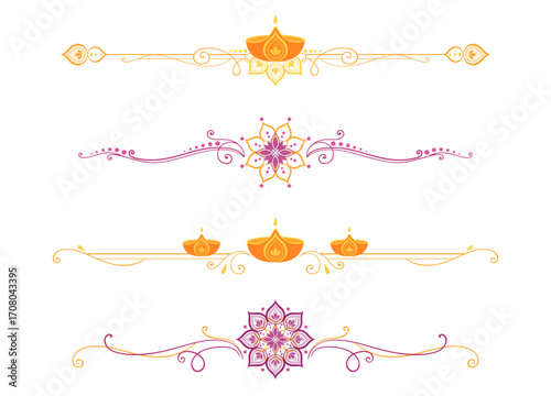 A set of Diwali festival of lights divider lines
