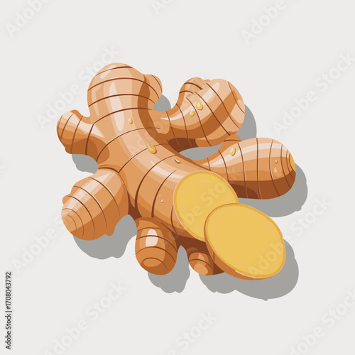 Fresh Ginger Root Vector Illustration