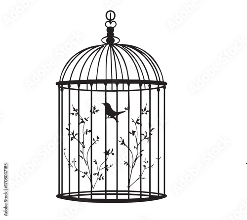 vintage birdcage isolated on white