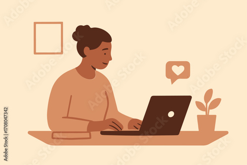 Diverse Remote Worker With Assistive Tech at Home Desk for UI UX Educational Theme