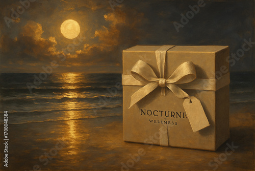 Nocturne Wellness Gift Box on Beach at Night