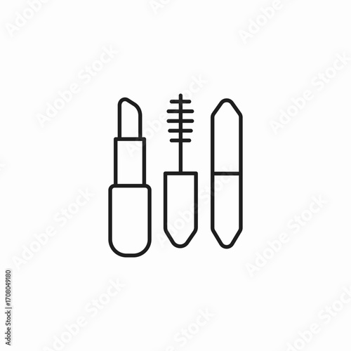 lipstick mascara eyeliner icon sign vector