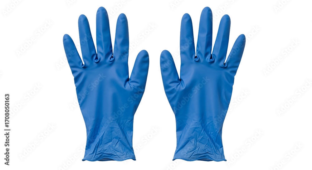 Obraz premium Preparing with protective blue gloves ready for the task embodying safety and care amidst uncertainty with studio light