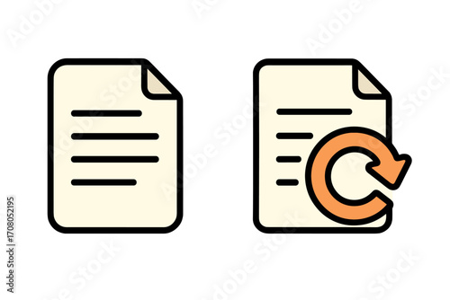 Document icon set vector illustration. File revision, content update, or data refresh symbol. Page reload and information synchronization concept for web and app design.