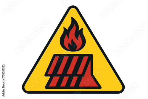 Flammable solid warning sign for hazardous materials. Danger symbol for safety and transportation of goods. Vector illustration of a fire hazard icon, GHS and ADR label.