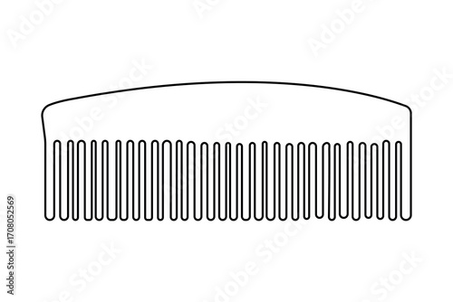 Continuous one line drawing of hair comb minimalist outline isolated vector illustration on back and white background
