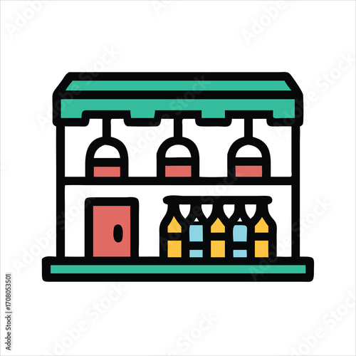 Stylish bar icon collection colorful modern minimal trendy flat creative elegant beverage drink pub cocktail party night illustration set design graphics template