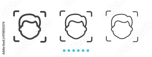 face recognize icon. Thin line icon vector