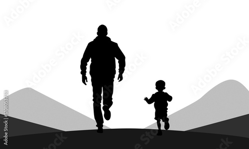 Father and child silhouette artwork for Father’s Day. Great for cards, banners, templates, and family celebration graphic projects.