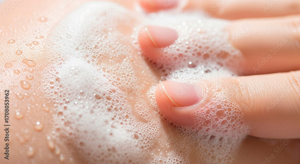 Fototapeta premium Gentle cleansing with luxurious foamy lather for soft, healthy skin and a spa-like experience