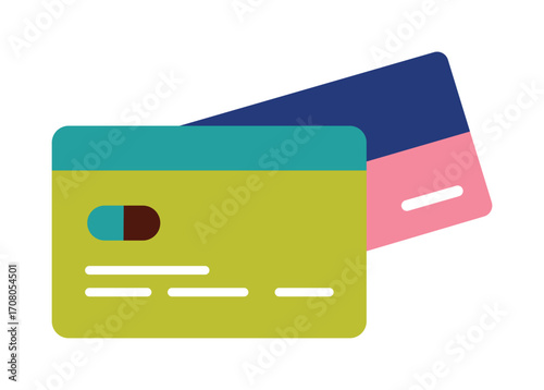 Modern Credit and Debit Card Icon. Flat illustration for online payment, e-commerce, shopping, and financial transactions.