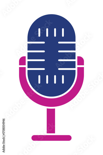 Retro Studio Microphone Icon for Podcasting and Broadcasting. A flat graphic for audio recording, interviews, and radio shows.