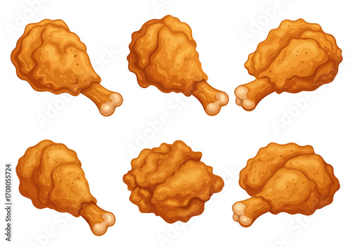 Crispy Fried Chicken Pieces Illustration Golden Brown and Delicious.