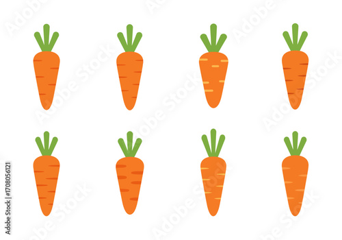 Pattern of Stylized Orange Carrots with Green Tops.