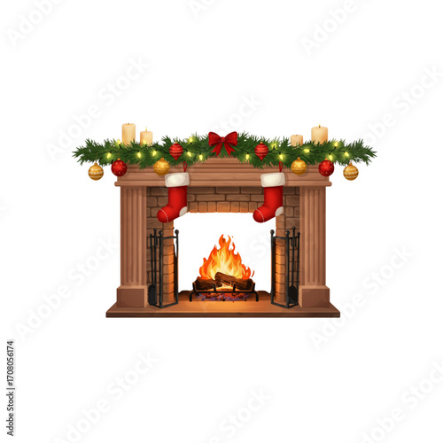 christmas decoration with fireplace