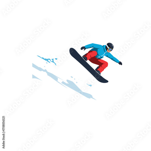 snowboarder jumping on the air