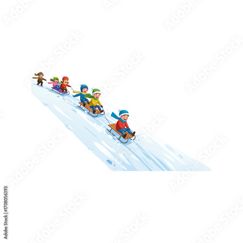 Children playing on the ice slide