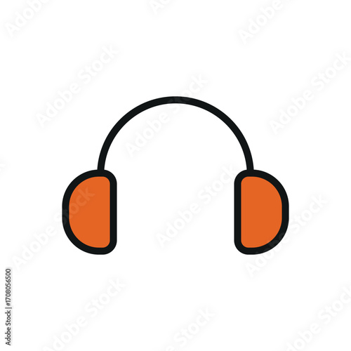 Ear protection icon in color with line for modern safety and construction themes.