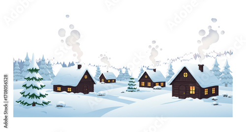 winter landscape with house