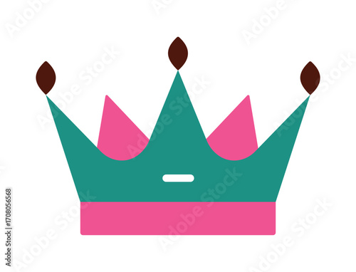 Colorful Royal Crown Icon. Simple flat illustration for royalty, queen, princess, or winner concepts.