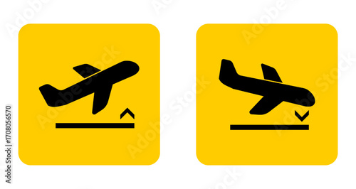Take Off and Landing airplane icons set