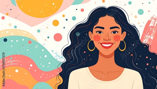 Woman with colorful background