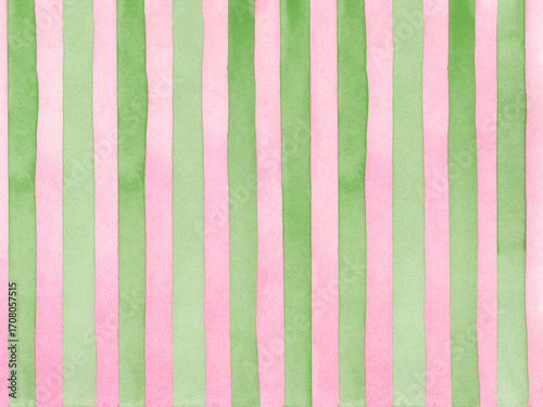 Rayures verticales à l'aquarelle vert et rose