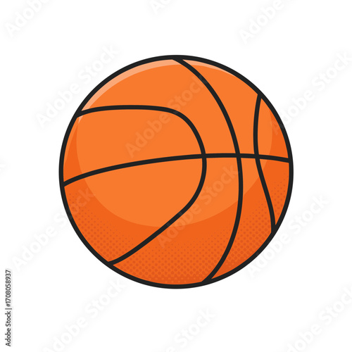 Orange basketball with black lines and glossy surface  
