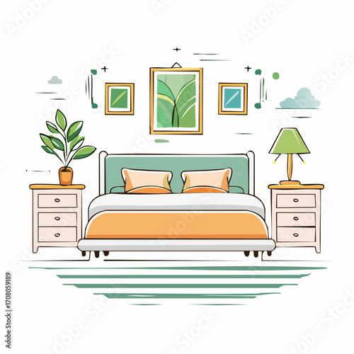 Modern Bedroom Interior Design With Green Accents