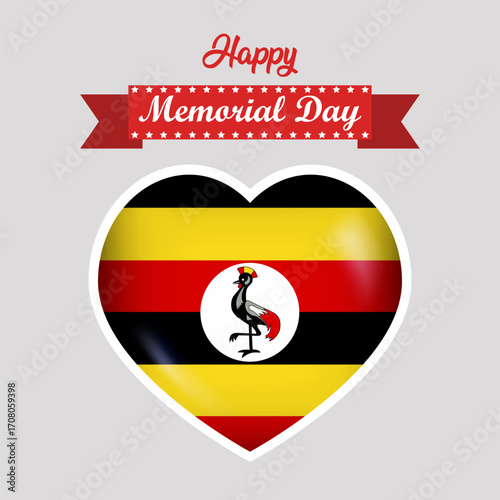 Free Download Happy Memorial Day Uganda Flag Heart Banner - GFXLoad