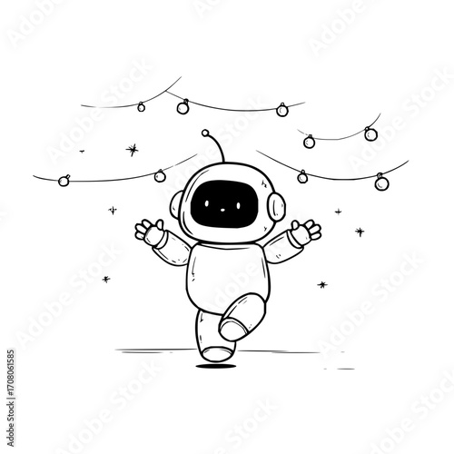 Robot illustration ai technology cute android artificial intelligence happy lights vector drawing design art