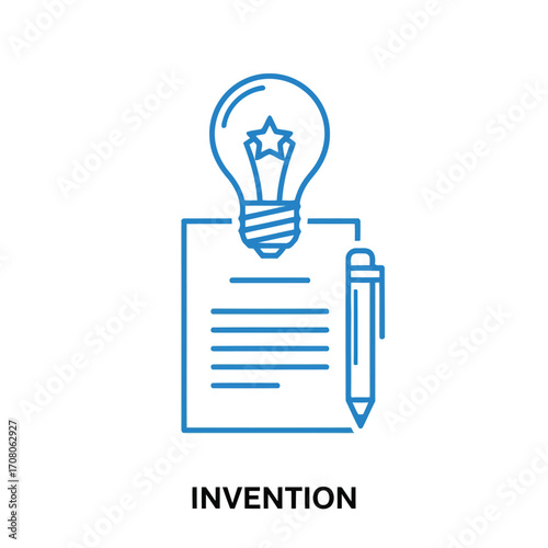 Vector illustration of invention concept with light bulb and paper, representing idea generation, creativity, and innovation process