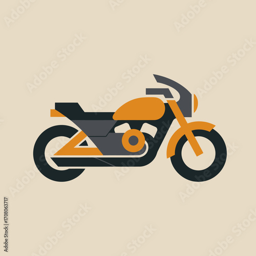 Stylized illustration of a classic motorcycle.