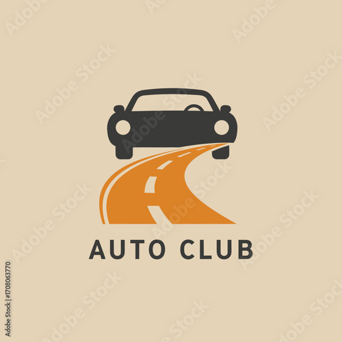 Auto club logo featuring a car on a winding road.