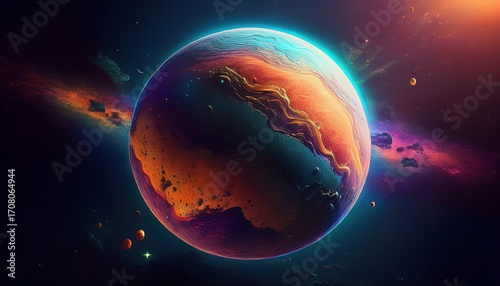 Wallpaper Mural a planet in space with a dark background Torontodigital.ca