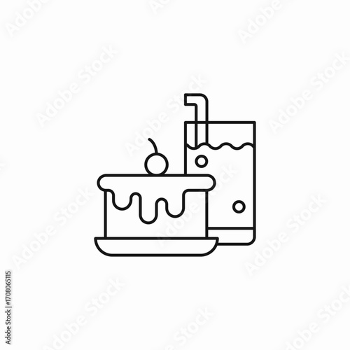 cake drink cherry icon sign vector