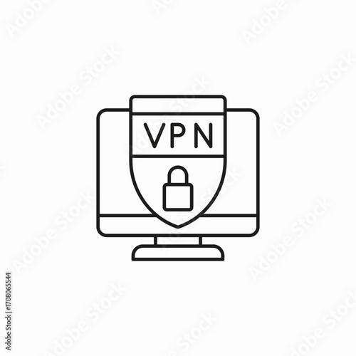 desktop vpn security icon sign vector