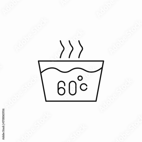 hot water 60 celsius icon sign vector