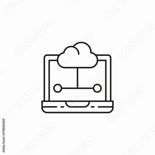 laptop cloud network icon sign vector
