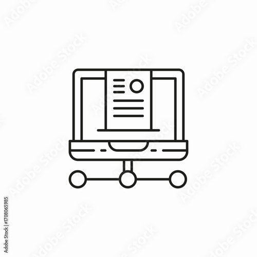 laptop document sharing icon sign vector
