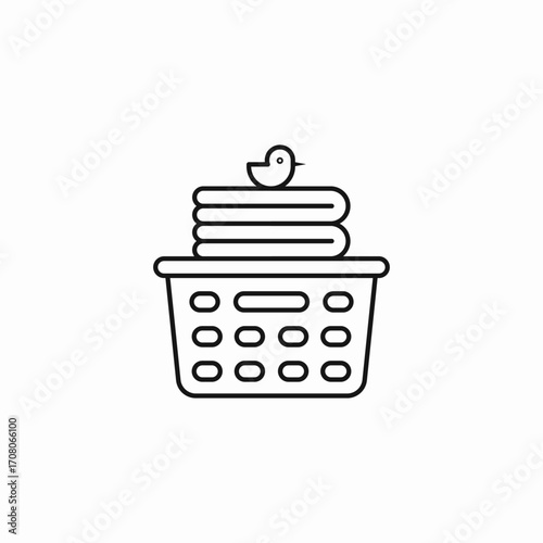 laundry basket folded clothes icon sign vector