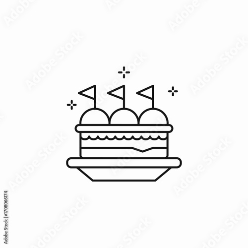 layered cake flags  icon sign vector