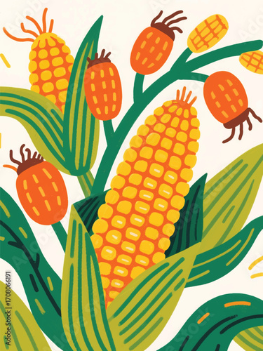 Corn Illustrator Artwork Design Template Poster
