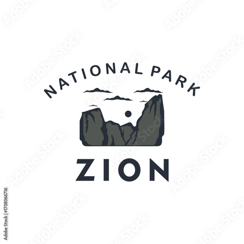 zion national park logo vintage vector illustration template icon graphic design