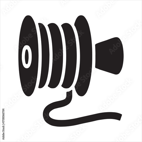 Compact chalk line reel solid design icon