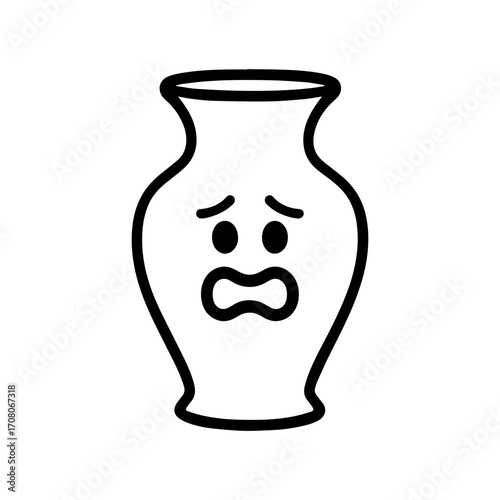 character emotion vase fear vector on white background Vector icon character with emotion