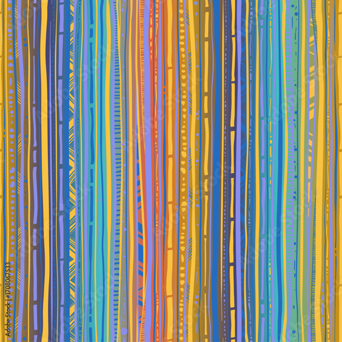 Line Doodle Seamless Pattern 4 - Colorful Vertical Stripes 2