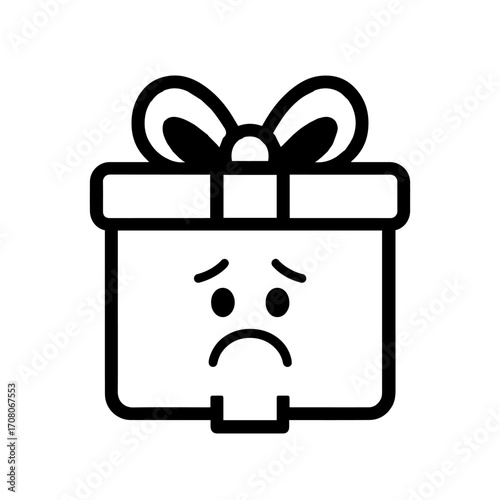 character emotion gift box sadness vector on white background Vector icon character with emotion