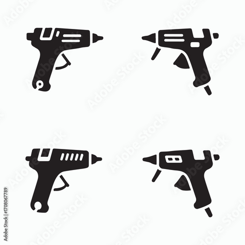 Collection of glue gun solid icon designs